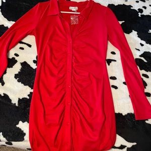 Ruched button down mini dress